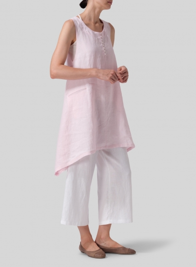 Linen Sleeveless Asymmetric Hem Tunic