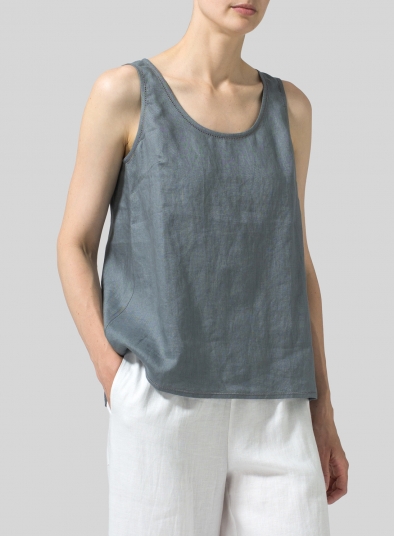 Linen Embroidered Sleeveless Cami