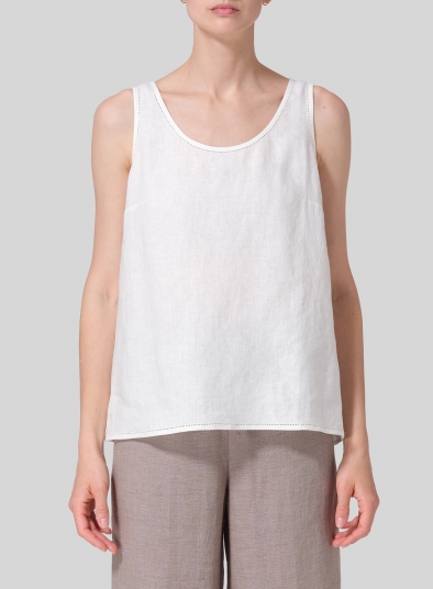 Linen Embroidered Sleeveless Cami