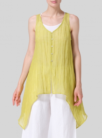 Linen Gauze Handkerchief Sleeveless Top