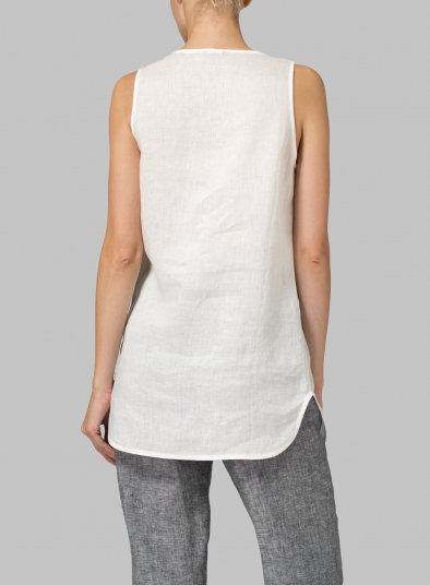 Linen Sleeveless Long Shell Tank