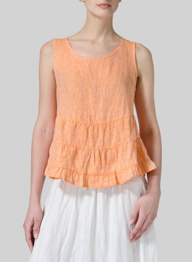 Linen Sleeveless Pleated Blouse