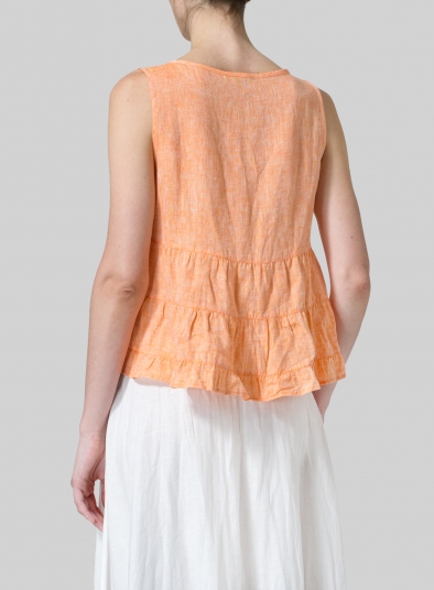 Linen Sleeveless Pleated Blouse