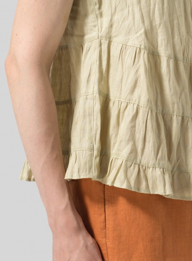 Linen Sleeveless Pleated Blouse