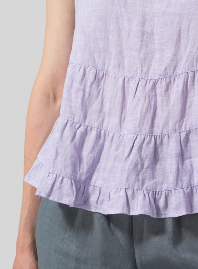 Linen Sleeveless Pleated Blouse