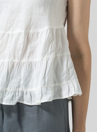 Linen Sleeveless Pleated Blouse