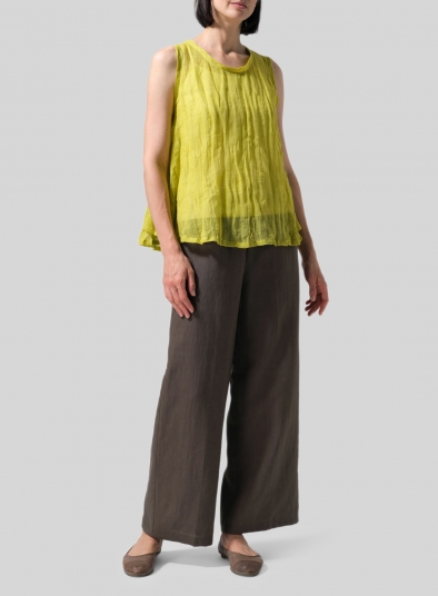 Linen Sleeveless Peplum Top