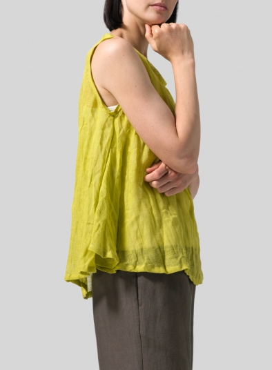 Linen Sleeveless Peplum Top