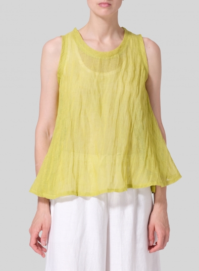 Linen Sleeveless Peplum Top