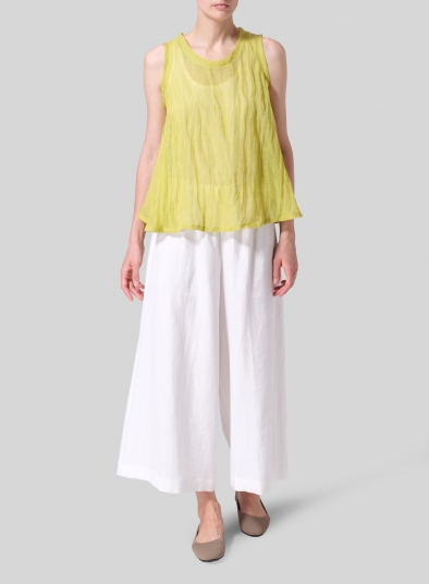 Linen Sleeveless Peplum Top