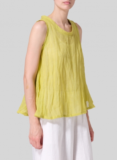 Linen Sleeveless Peplum Top
