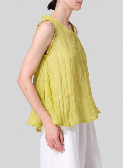 Linen Sleeveless Peplum Top