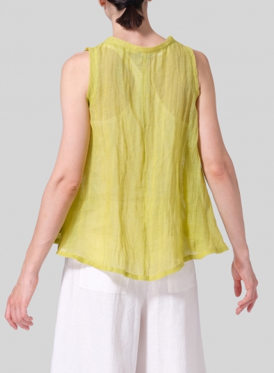 Linen Sleeveless Peplum Top