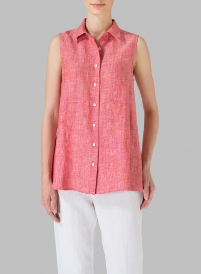 Light Weight Linen Sleeveless A-shape Top