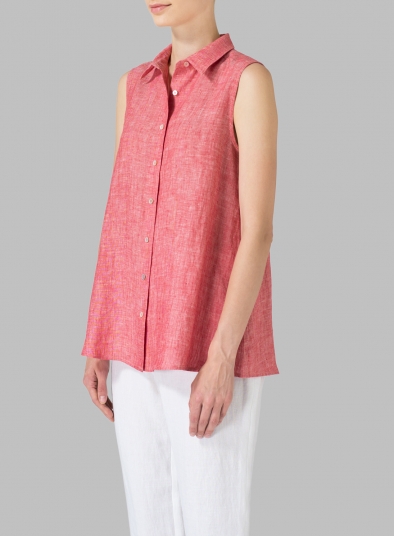 Light Weight Linen Sleeveless A-shape Top