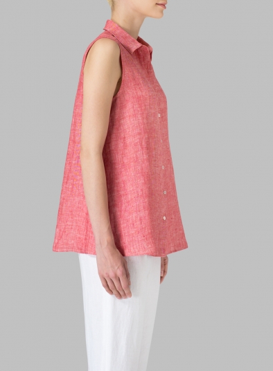 Light Weight Linen Sleeveless A-shape Top