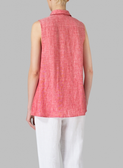 Light Weight Linen Sleeveless A-shape Top