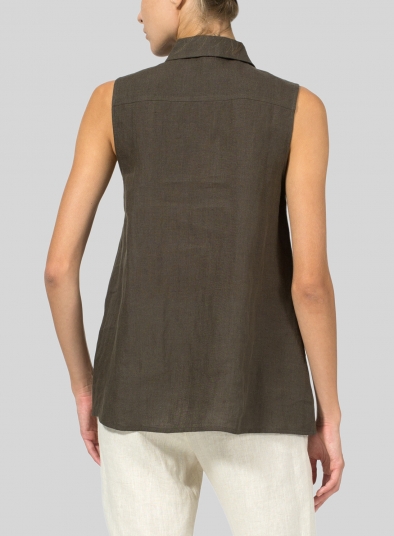 Light Weight Linen Sleeveless A-shape Top