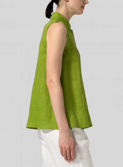 Light Weight Linen Sleeveless A-shape Top