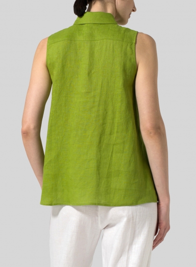 Light Weight Linen Sleeveless A-shape Top