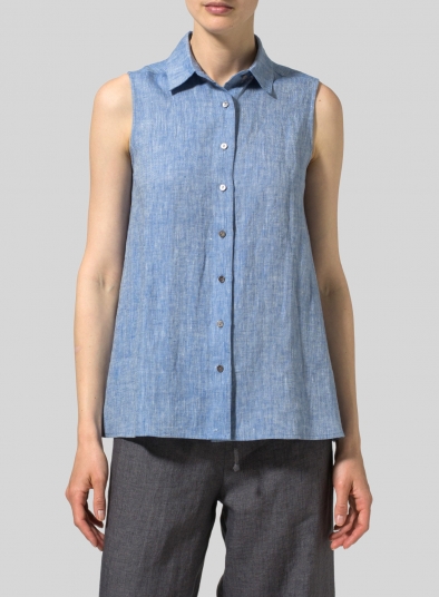 Light Weight Linen Sleeveless A-shape Top