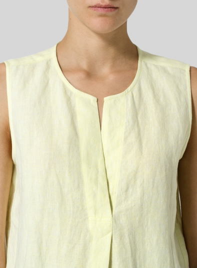 Linen Surplice V-Neck Blouse