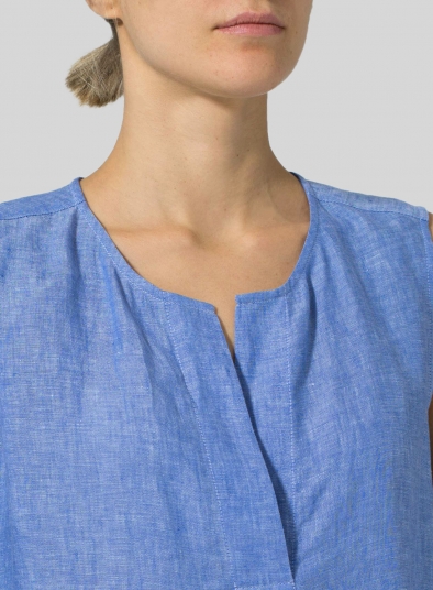 Linen Surplice V-Neck Blouse