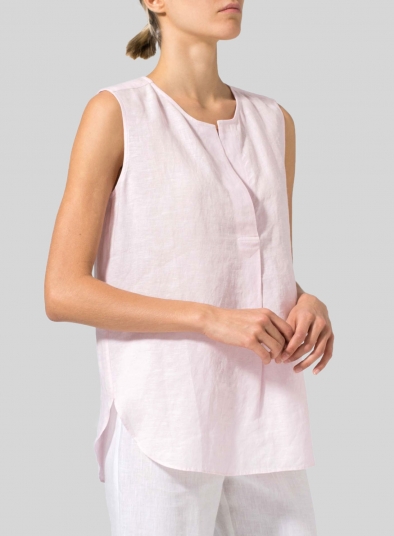 Linen Surplice V-Neck Blouse