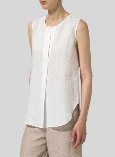 Linen Surplice V-Neck Blouse