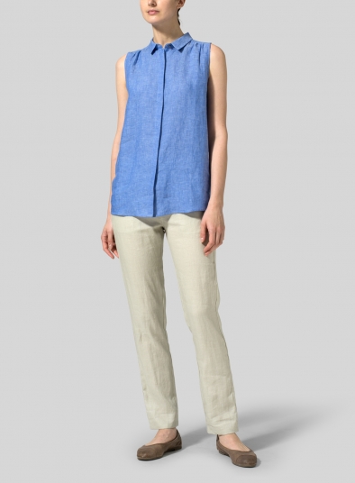Linen Sleeveless Shirt 