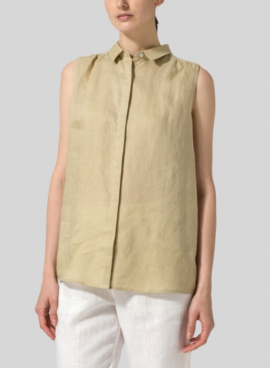 Linen Sleeveless Shirt 