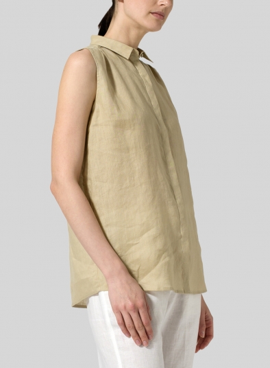Linen Sleeveless Shirt 
