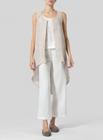 Linen Asymmetrical Hem Tail Top