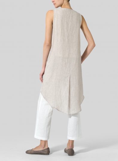 Linen Asymmetrical Hem Tail Top