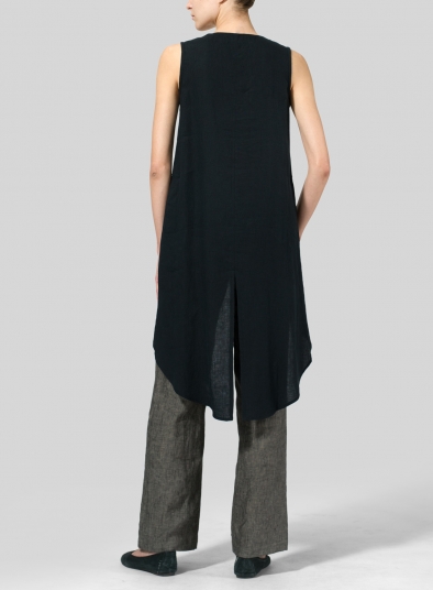 Linen Asymmetrical Hem Tail Top