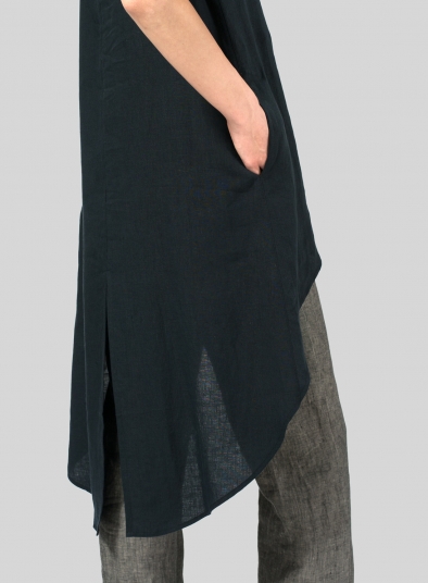 Linen Asymmetrical Hem Tail Top
