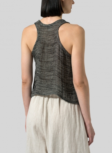 Gauze Linen Cropped Tank Top - Plus Size