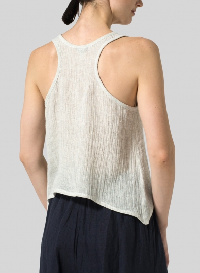 Gauze Linen Cropped Tank Top