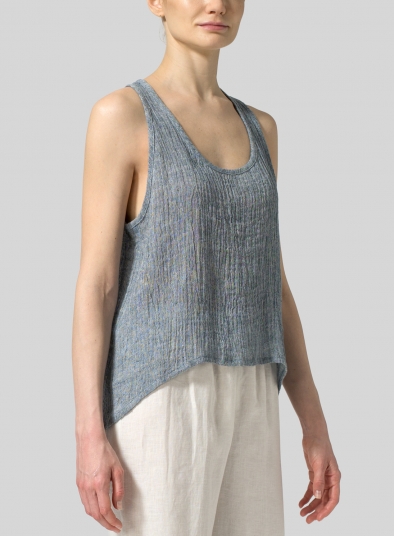 Gauze Linen Cropped Tank Top
