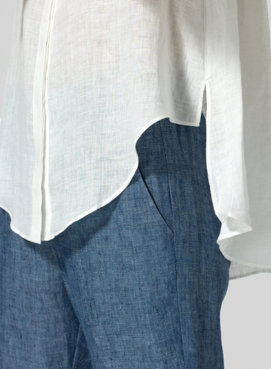 Linen A-line Sleeveless Top with Mandarin Collar