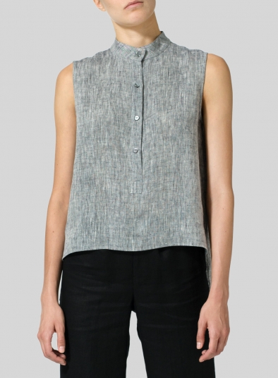 Linen Mandarin Collar Vest