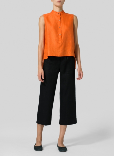 Jacquard Linen Mandarin Collar Vest