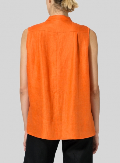 Jacquard Linen Mandarin Collar Vest