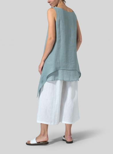 Linen Sleeveless Layered Lightweight Top