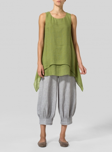 Linen Gauze Sleeveless Layered Top