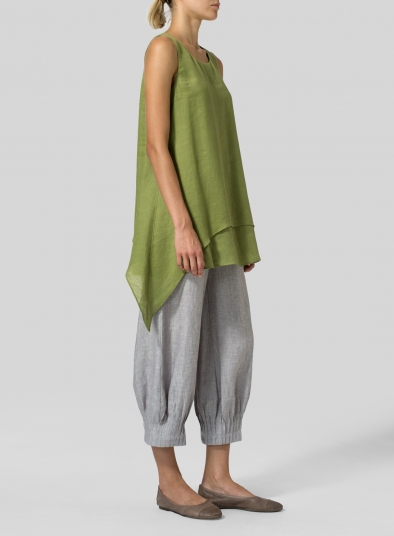 Linen Gauze Sleeveless Layered Top