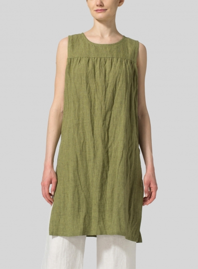 Linen Knee-Length Sleeveless Long Top