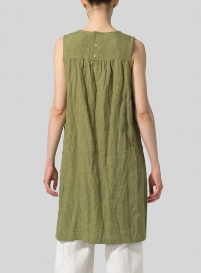 Linen Knee-Length Sleeveless Long Top