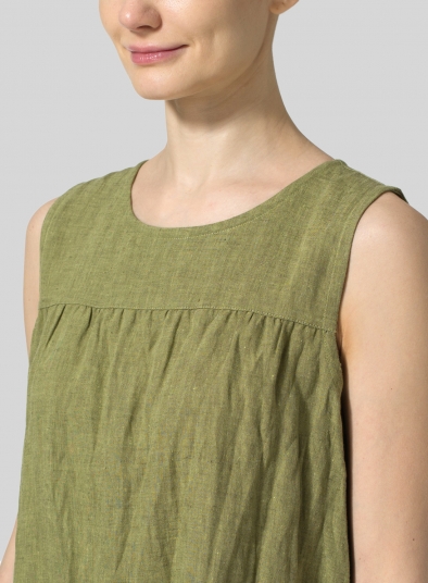 Linen Knee-Length Sleeveless Long Top