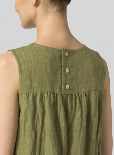 Linen Knee-Length Sleeveless Long Top
